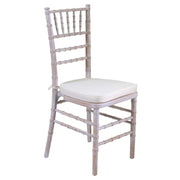 Bleached chiavari wooden chair with ivory cushion 40x40h43 - 92 cm