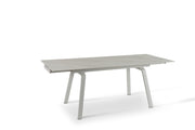 Extendable table with white marble effect stone top 140/200x80x76h cm