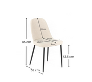 Set of 4 Fabric Chairs 55cm x 46cm x 85cm