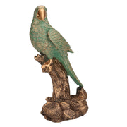 Golden green resin parrot cm11,5x9,5h26