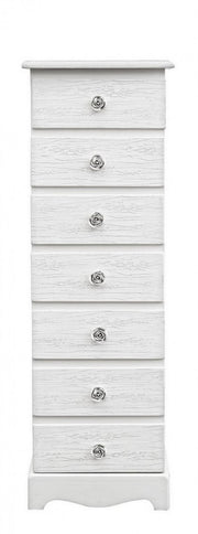 White wooden chest of 7 drawers Blanc cm 29 x 23 x89