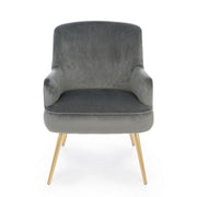Clelia gray armchair with gold velvet effect