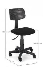 Black office chair with adjustable height wheels