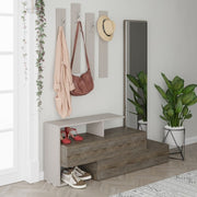 Walnut and dove gray hallway furniture with Ramda mirror 137x35xh.154 cm