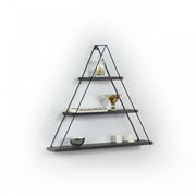 Triangular wall bookcase black pyramid showcase cm 74 x 13 x 61 h