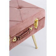 Stool with container in Antique Pink velvet POLINA 50x34x h42 cm