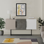 Sideboard Tontini 3 doors color dove gray cement white 150 cm