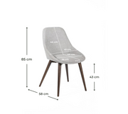 Set of 4 Fabric Chairs - 58cm x 49cm x 85cm