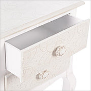 White wooden chest of 2 drawers Clorine 41 x 33.5 x 68 cm