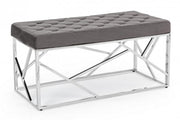 Rayan bench in gray velvet 97x44 cm