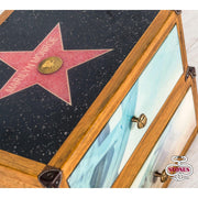 Chest of drawers with 2 multicolor decorated drawers in mango wood 40x53xh.40 cm