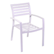 Boston white aluminum armchair with gray cushion