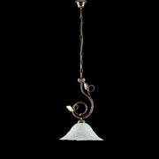 Iron Brown Gold chandelier one light White glass lampshade 33x h49 cm