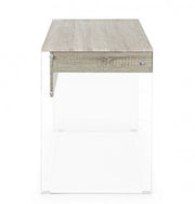 Armos design desk in natural wood 1 drawer and glass legs 110x55x 76h cm