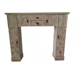 Cornice finto camino con cassetti e vani cm 120x23x100