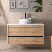 Suspended bathroom cabinet Nuar100 ostippo oak countertop washbasin 2 drawers 100x45x54h