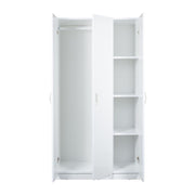 White 3-Door Multi-Purpose Wardrobe 90x45x170 cm