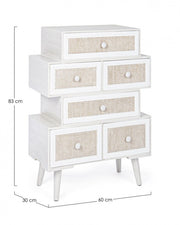 Chest of 6 drawers Montiel white wooden rustic style