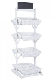 Darik rustic display 8 white wicker baskets