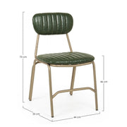 Addy modern chair in steel covered in dark green retro color