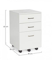 Office chest of drawers in MDF with three drawers White Ash NADIR 40x44x h65 cm