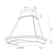 BELLA white rustic kitchen hood with wooden frame in tobacco color inlay 90 cm