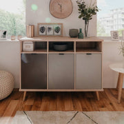 Sideboard three compartments sonoma gray raised feet cm 120 x 40 x 88 h