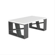Honey coffee table with white top and anthracite legs