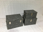 Vintage gray faux leather trunk 1-3 cm 50 x 80 x h 30.5