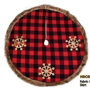 Fabric tree base cover with red tartan bows cm ø120