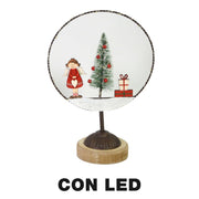 Led metal decoration with red tree cm20x11h30