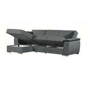 Sofa with reversible peninsula in wood and GINEPRO Gray fabric 279x123x h60 cm