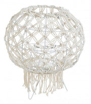 Vintage style lantern made of white macrame 38h cm