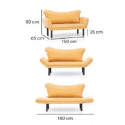 2 seater burgundy sofa with Chatto reclining armrests cm 150x65xh.80