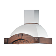 GAIA MAX white rustic kitchen hood with wooden frame in tobacco color inlay 90 cm