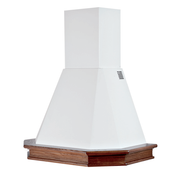 RUSTICA 5 LATI extractor hood in white stainless steel and tobacco-coloured wooden frame 90 cm