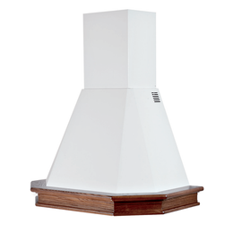 RUSTICA 5 LATI extractor hood in white stainless steel and tobacco-coloured wooden frame 90 cm