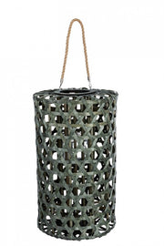 Green hexagon lantern made of wood