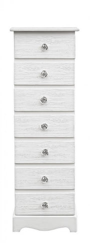 White wooden chest of 7 drawers Blanc cm 29 x 23 x89