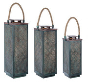 Set of 3 fusion style metal lanterns