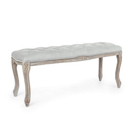 Classic gray velvet wood bench Mathilde 110 x 36 x 47 cm