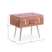 Stool with container in Antique Pink velvet POLINA 50x34x h42 cm