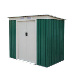 Garden shed in sheet metal Green roof Cream BASIC XS 201x121x h176 cm