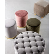 Pouf in Antique Pink velvet LUCILLA diameter 35x h40 cm