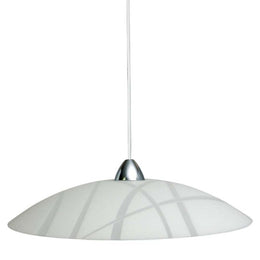 Suspension in white glass plate with chrome frame diam.50xh.18 cm