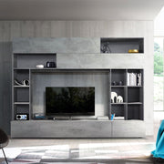 Living room wall unit oxide and cement L.277xP41xh.209 cm