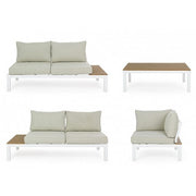 Corner living room set with white Elias cushions