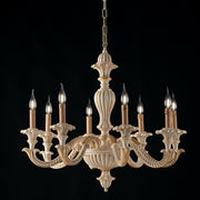 Chandelier in ivory wood and gold leaf eight lights 80x h70 cm