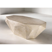 Modern beige fossil stone coffee table 120 x 70 x h 40 cm