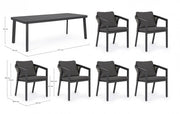 Cordova anthracite table + 6 chairs set
